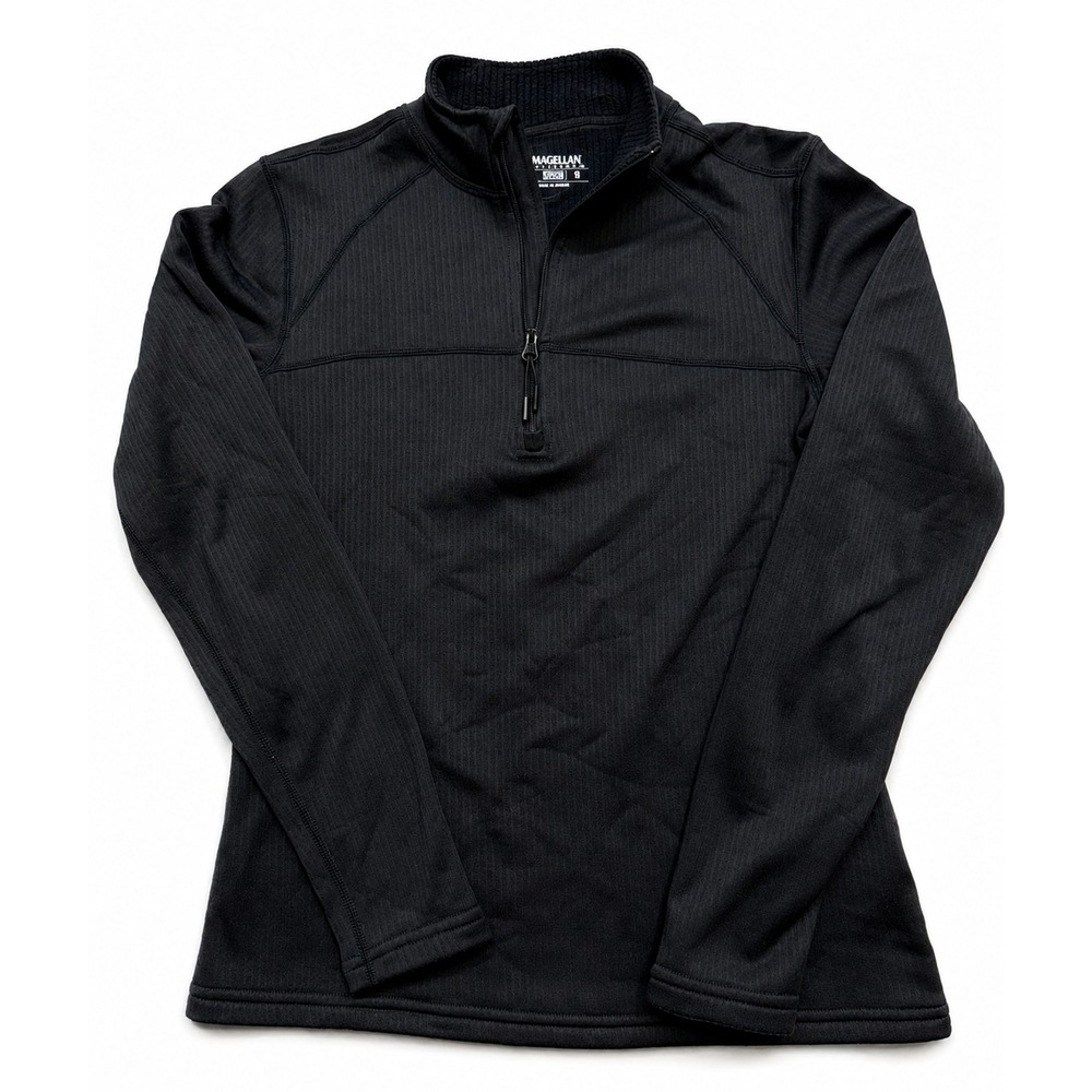 Magellan Outdoors Pullover Womens S Black 1/4 Zip Fleece Thermal Stretch